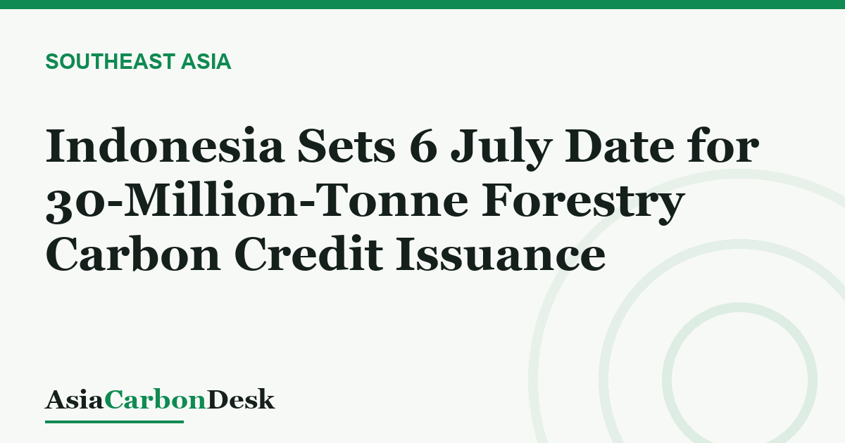 Indonesia Sets 6 July Date for 30-Million-Tonne Forestry Carbon Credit Issuance