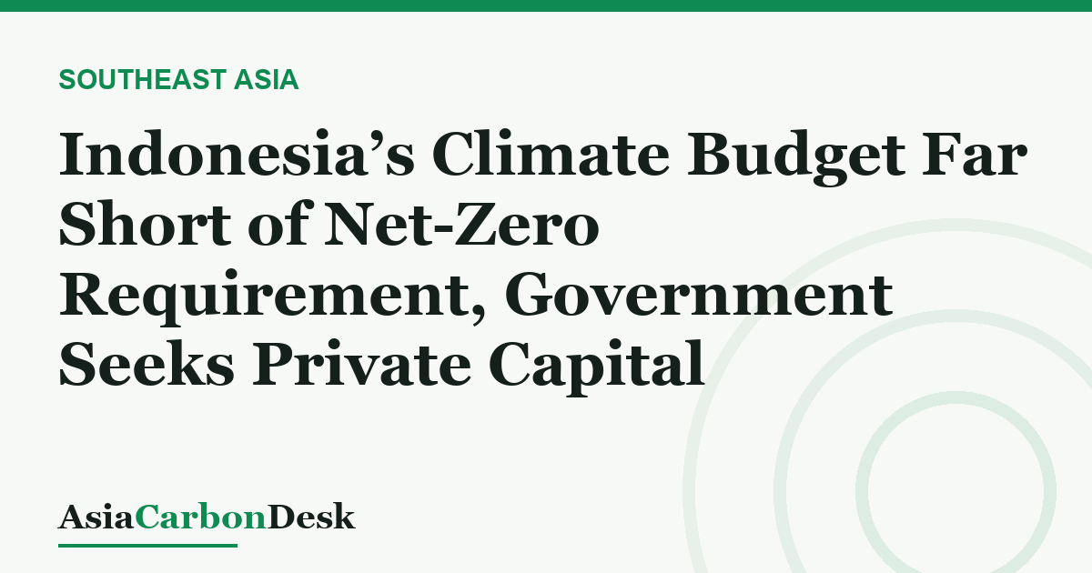 Indonesia’s Climate Budget Far Short of Net-Zero Requirement, Government Seeks Private Capital